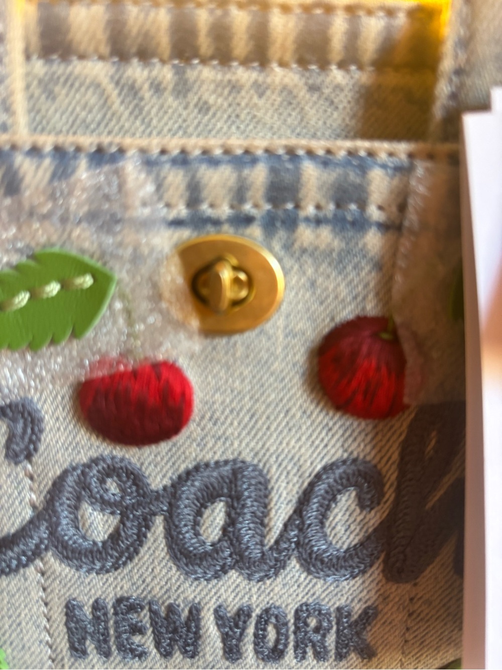 COACH CHERRY DENIM CARGO TOTE BAG - Picture 4 of 11